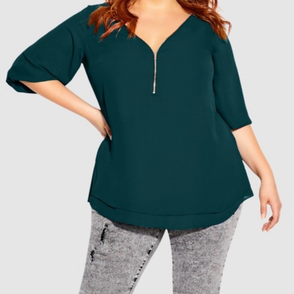 City Chic Elbow Sleeve Top